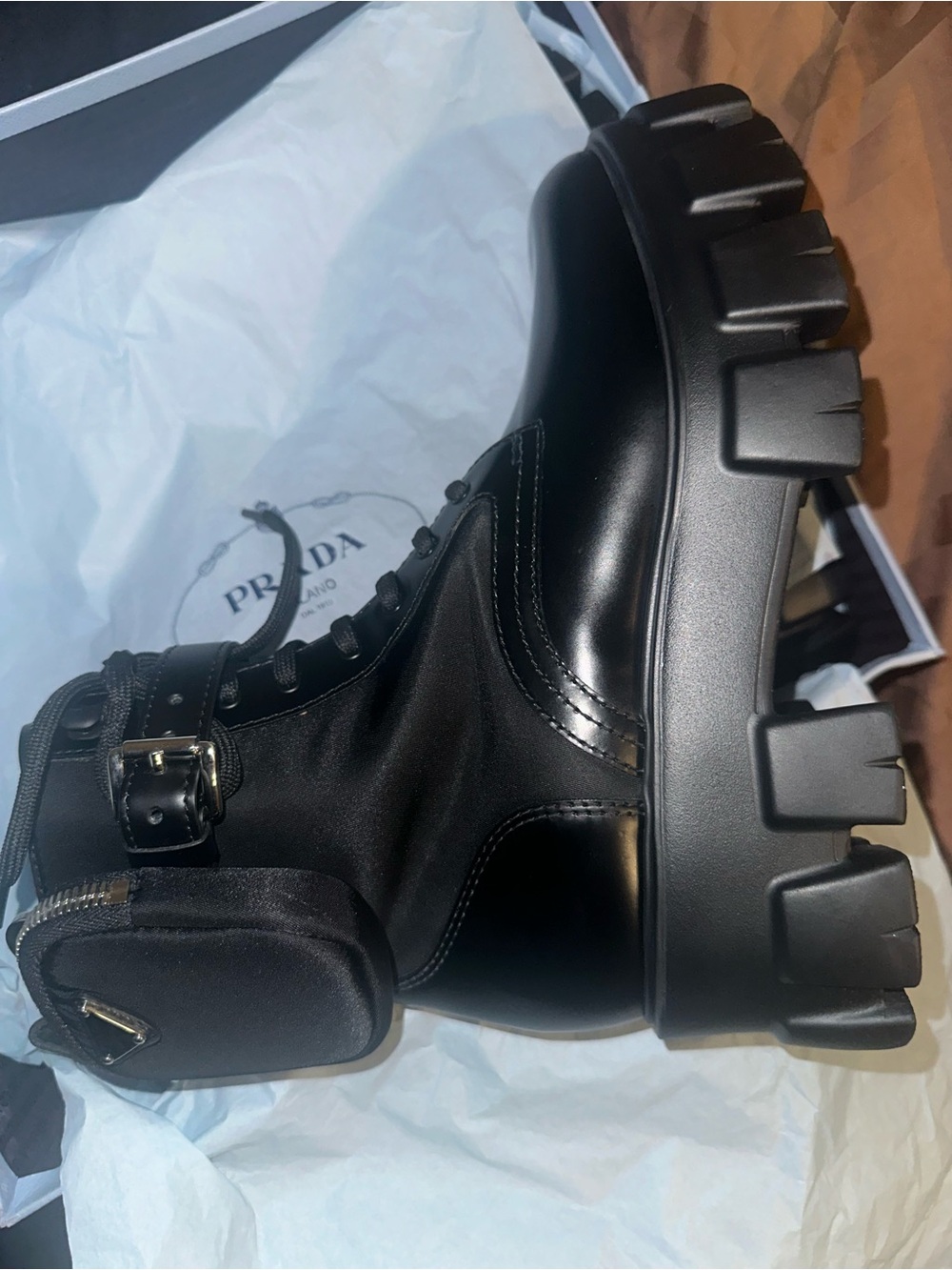 Prada Nero Chunky Lug Boot - Picture 3 of 10